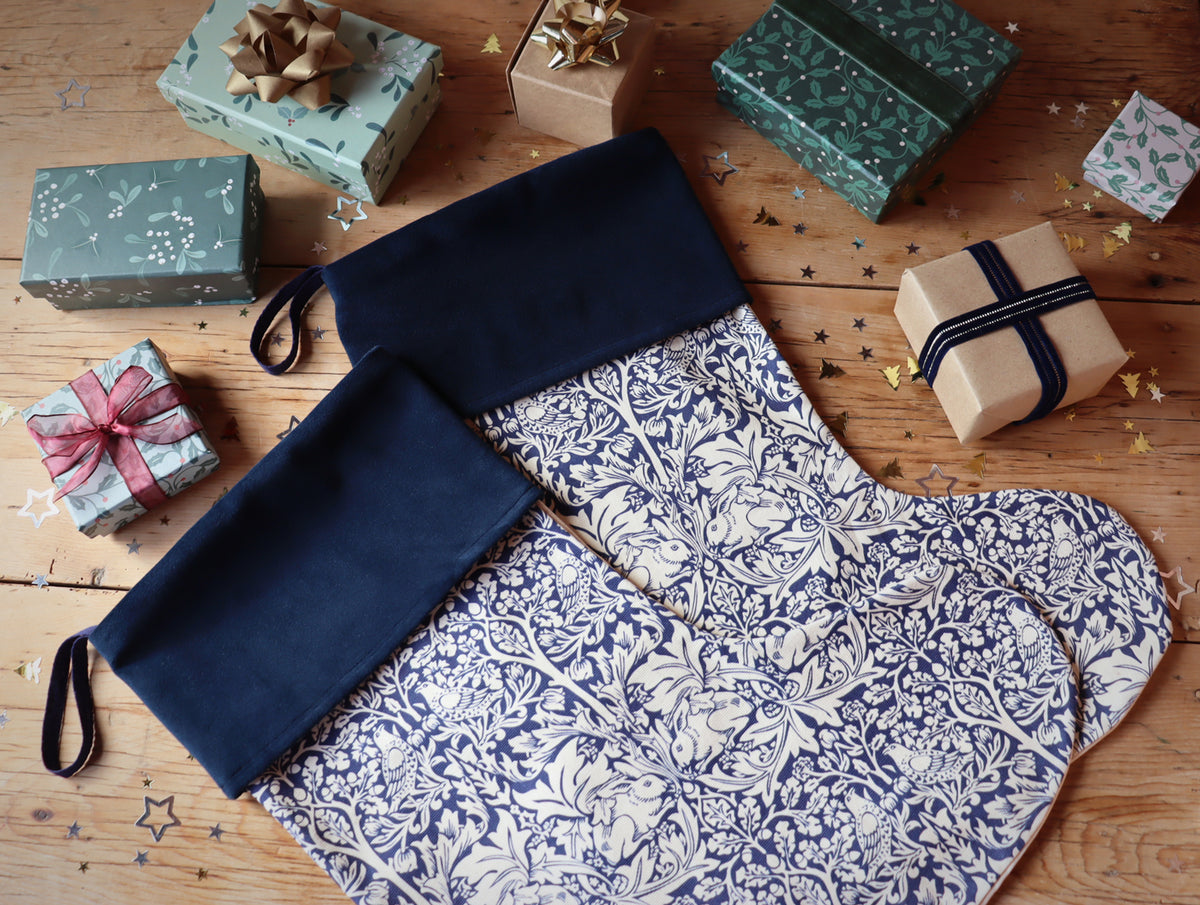 Blue Rabbit William Morris Christmas Stocking