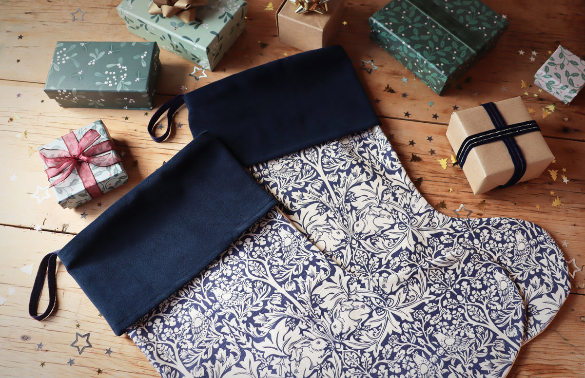 Blue Rabbit William Morris Christmas Stocking