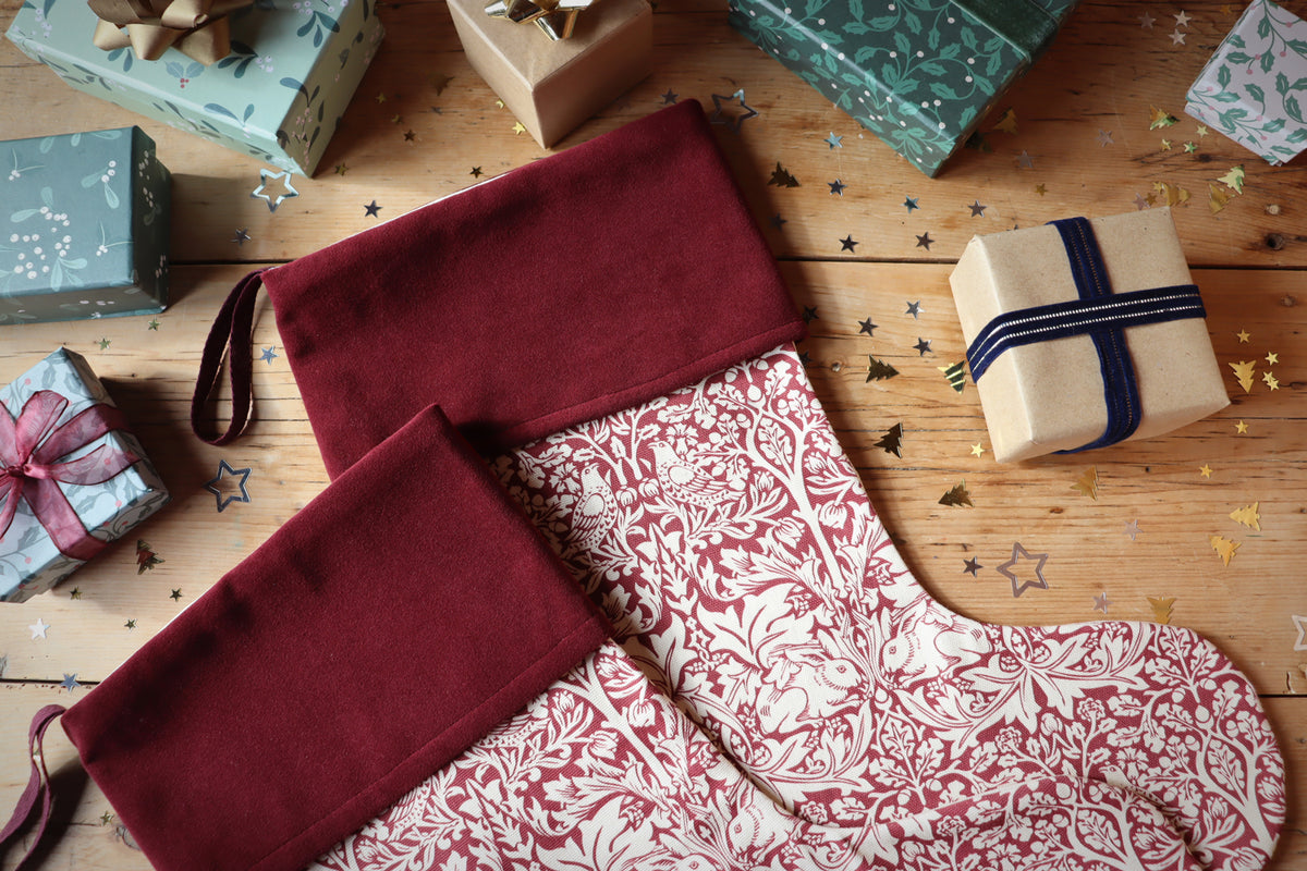 Red Rabbit William Morris Christmas Stocking