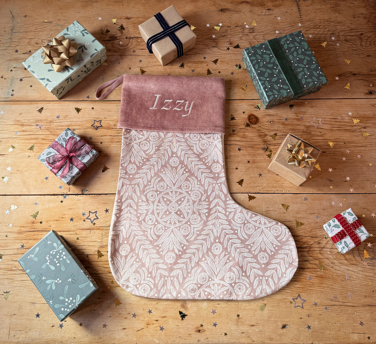 Pink Pattern Christmas Stocking