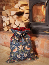 Indigo William Morris Strawberry Thief Christmas Sack