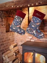 Indigo William Morris Strawberry Thief Christmas Stocking