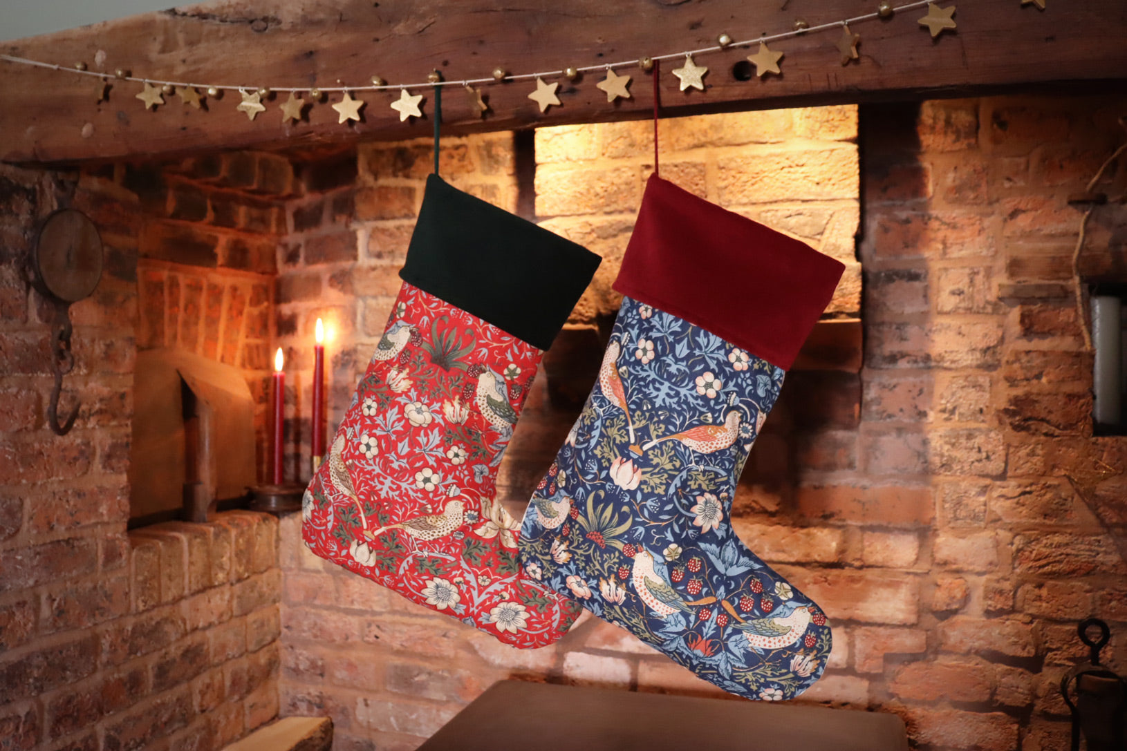 Indigo William Morris Strawberry Thief Christmas Stocking