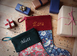 Indigo William Morris Strawberry Thief Christmas Stocking