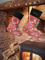 Red William Morris Strawberry Thief Christmas Stocking