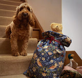 Indigo William Morris Strawberry Thief Christmas Sack