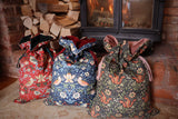 Red William Morris Strawberry Thief Christmas Sack