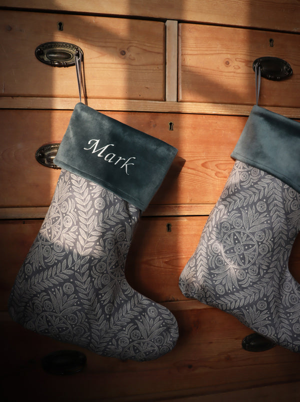 Blue Pattern Christmas Stocking