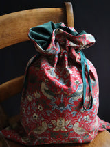 Red William Morris Strawberry Thief Christmas Sack