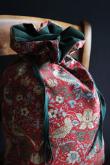 Red William Morris Strawberry Thief Christmas Sack