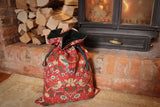 Red William Morris Strawberry Thief Christmas Sack