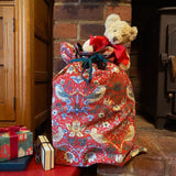 Red William Morris Strawberry Thief Christmas Sack