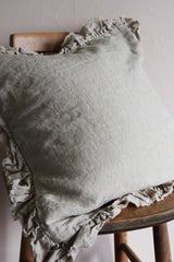 Beige Ruffle Linen Cushion Cover