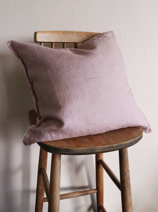 Rose Frayed Edge Linen Cushion Cover