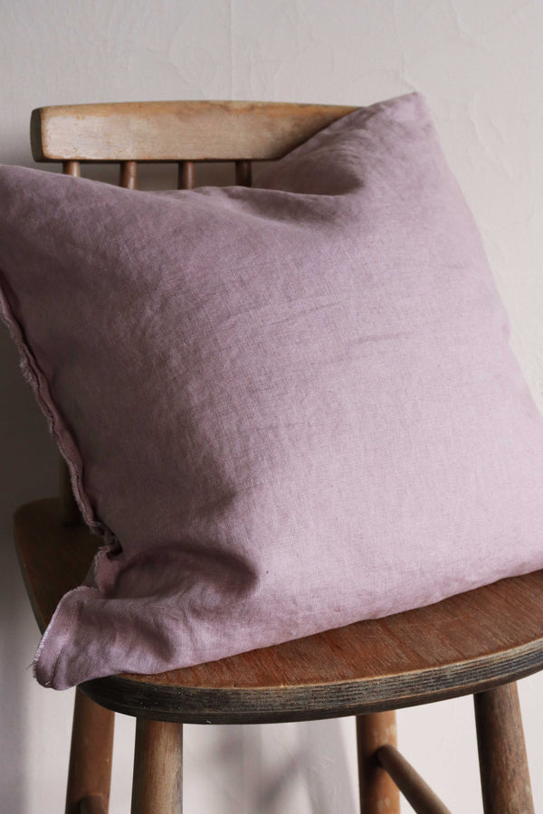 Rose Frayed Edge Linen Cushion Cover