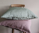 Sage Frayed Edge Linen Cushion Cover