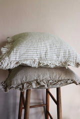 Stripe Ruffle Linen Cushion Cover